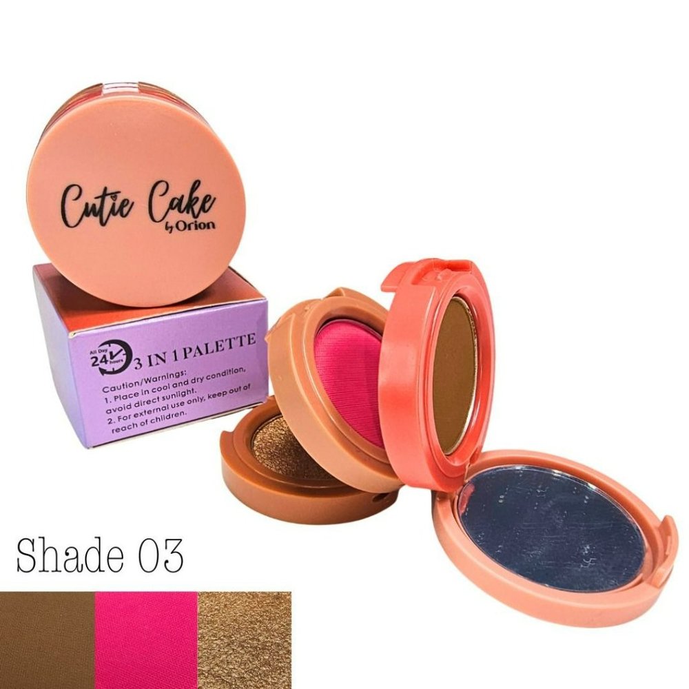 Cutie Cake Mini Eyeshadow Palette Highlighter Contour Blush Makeup Set #03